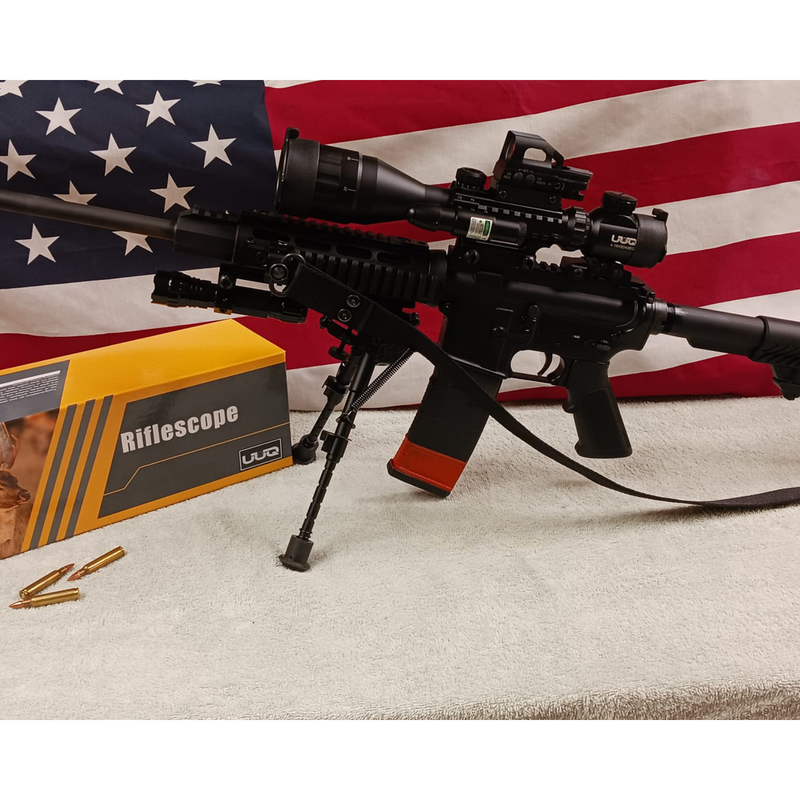Load image into Gallery viewer, UUQ 4-12x50 AO Rifle Scope with Holographic Reflex Red Dot Sight,Green Laser,Flashlight