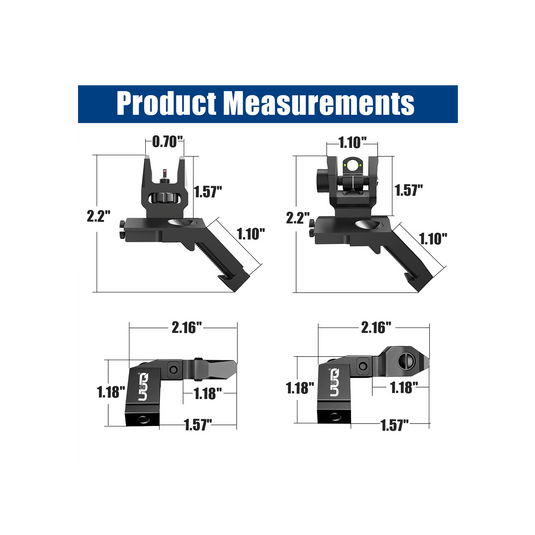 UUQ 45 Degree Offset Fiber Optic Iron Sights Tool-Free Adjustable