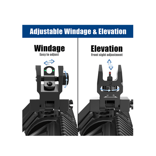 UUQ 45 Degree Offset Fiber Optic Iron Sights Tool-Free Adjustable