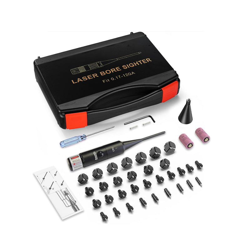 Load image into Gallery viewer, UUQ Professional Laser Bore Sight Kit with Button Switch-Red Laser Bore Sighter with 32 Adapters for 0.17 to 12GA Calibers