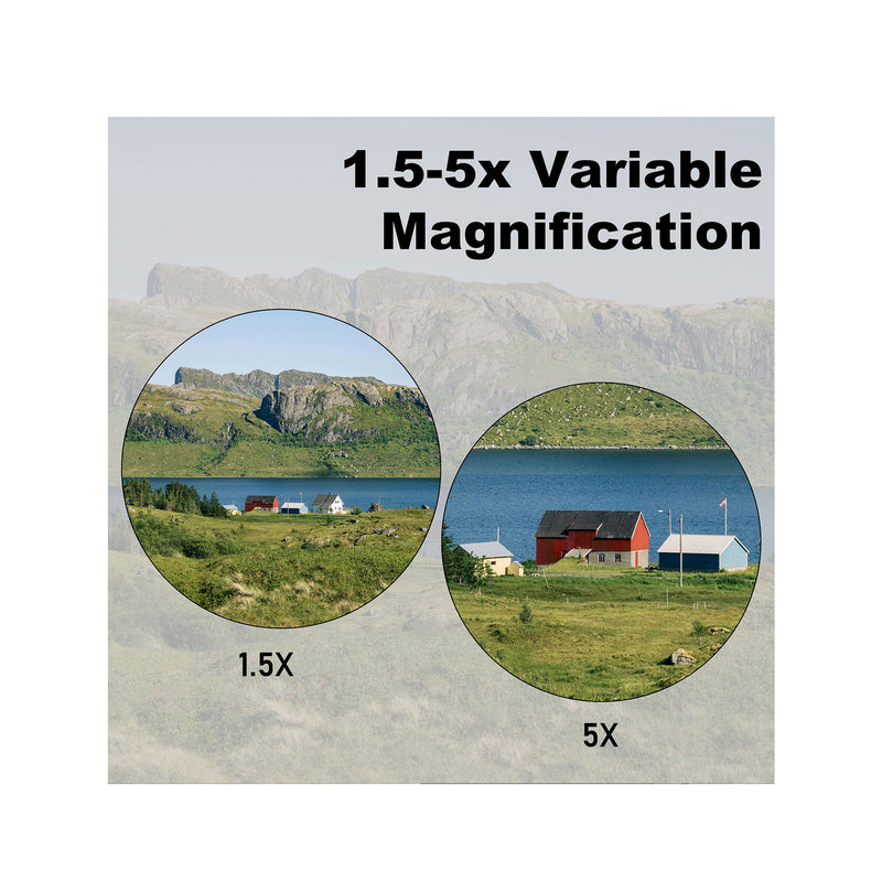 Load image into Gallery viewer, UUQ crossbow scope features a variable magnification of 1.5 to 5 times.
