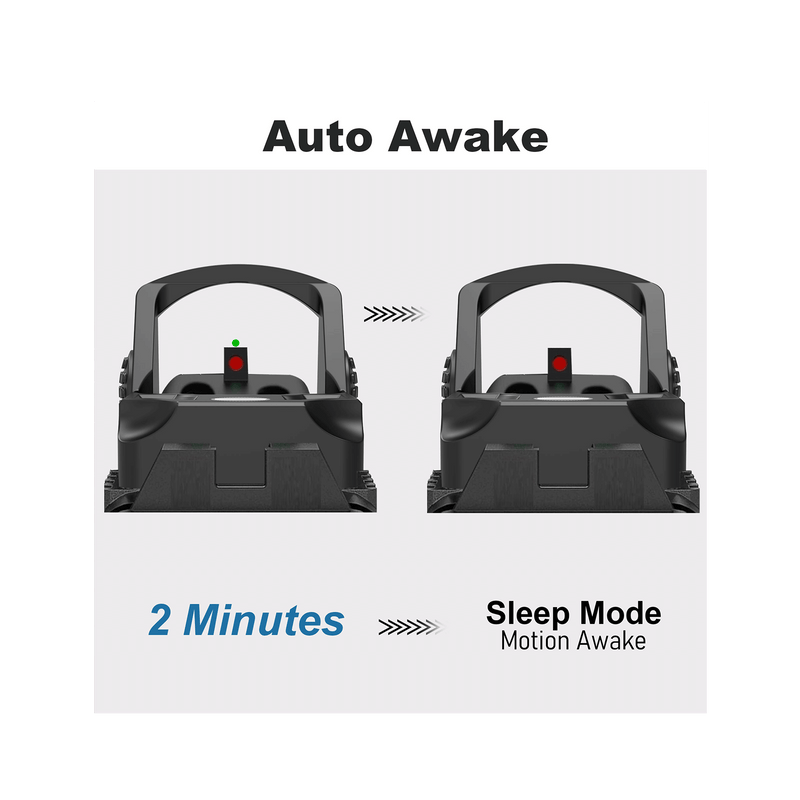 Load image into Gallery viewer, The UUQ HD1088G Shake Awake Mini Reflex Green Dot Sight features a shake awake function, automatically turning off after 2 minutes of inactivity and automatically waking up with a slight touch.