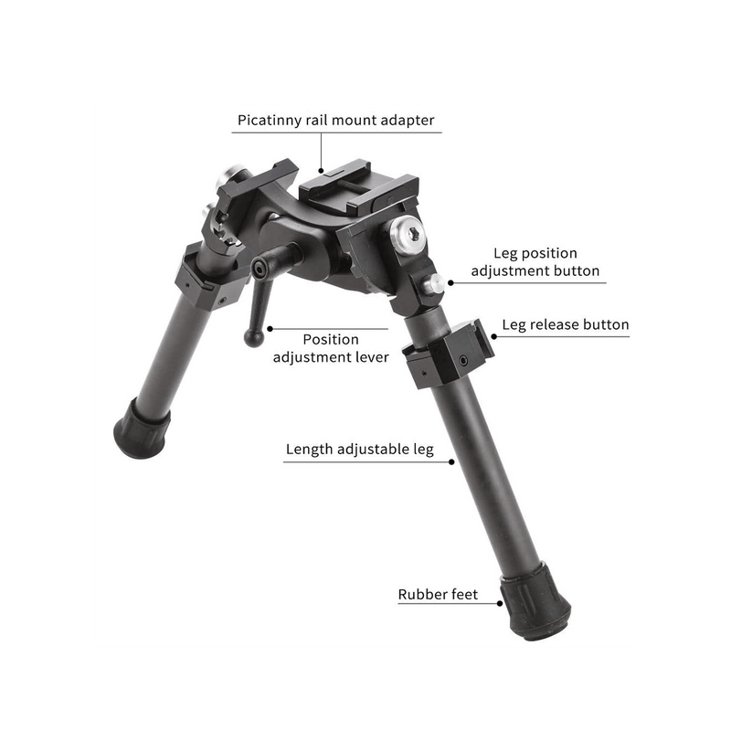 Load image into Gallery viewer, UUQ 8" - 12" Heavy Duty Carbon Fibre Adjustable Tactical Rifle Bipods(Normal Screw)
