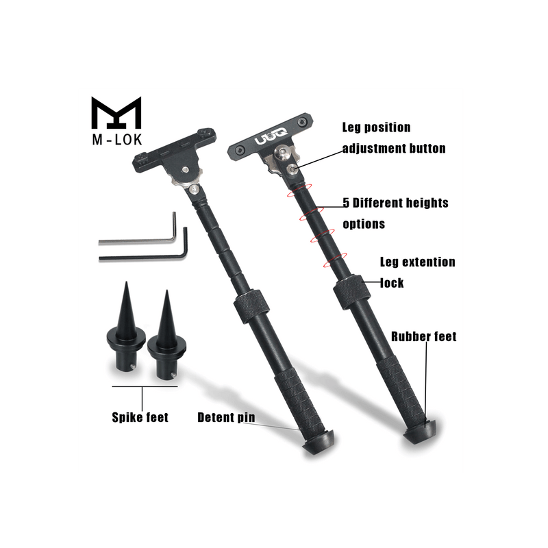 Load image into Gallery viewer, UUQ QV8 6-9 Inches Tactical Rifle Adjustable Bipod-Mount Base for Mlok Handguards, Directly Attach to M-Rail System(Split Model)