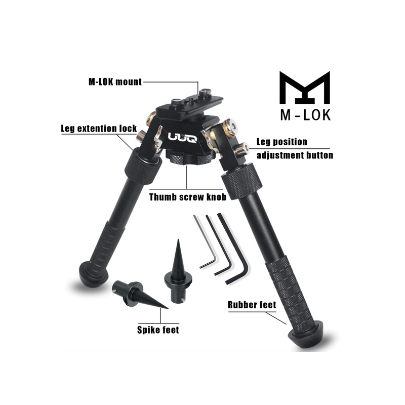 Load image into Gallery viewer, UUQ QV8 6-9 Inches Tactical Rifle Adjustable Bipod-Mount Base for Mlok Handguards, Directly Attach to M-Rail System(Integral Model)