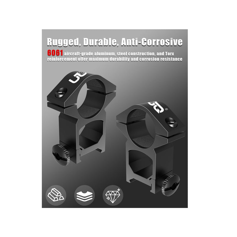 Load image into Gallery viewer, 1-Inch High Profile Picatinny Scope Rings