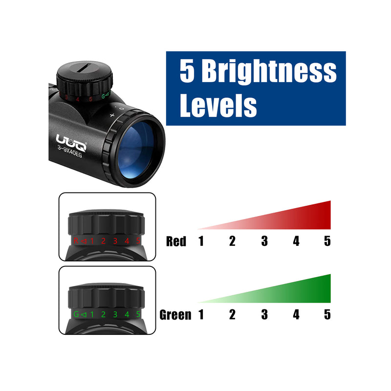 Load image into Gallery viewer, UUQ 3-9×40 Rifle Scope with Red/Green Illumination,Rangefinder Reticle,Fits 11mm Free Mounts