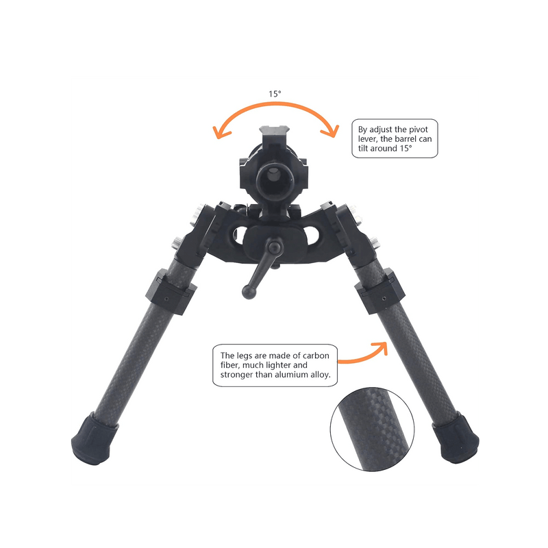 Load image into Gallery viewer, Ajoite UUQ 8" - 12” Adjustable Bipod, Heavy Duty Carbon Fiber Tactical Rifle Bipod, Picatinny/Weaver Rail Mount Base(Quick Detach Lever) - UUQ Optics