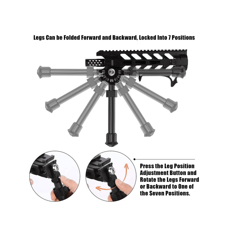 Load image into Gallery viewer, Ajoite UUQ 8" - 12” Adjustable Bipod, Heavy Duty Carbon Fiber Tactical Rifle Bipod, Picatinny/Weaver Rail Mount Base(Quick Detach Lever) - UUQ Optics
