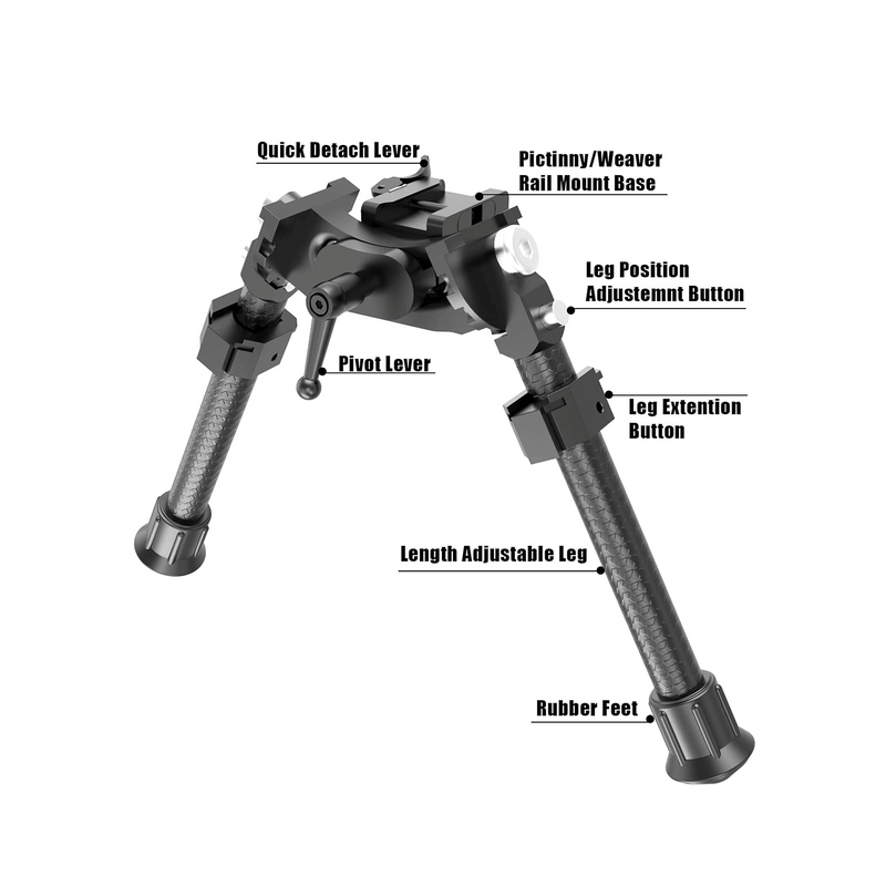 Load image into Gallery viewer, Ajoite UUQ 8" - 12” Adjustable Bipod, Heavy Duty Carbon Fiber Tactical Rifle Bipod, Picatinny/Weaver Rail Mount Base(Quick Detach Lever) - UUQ Optics