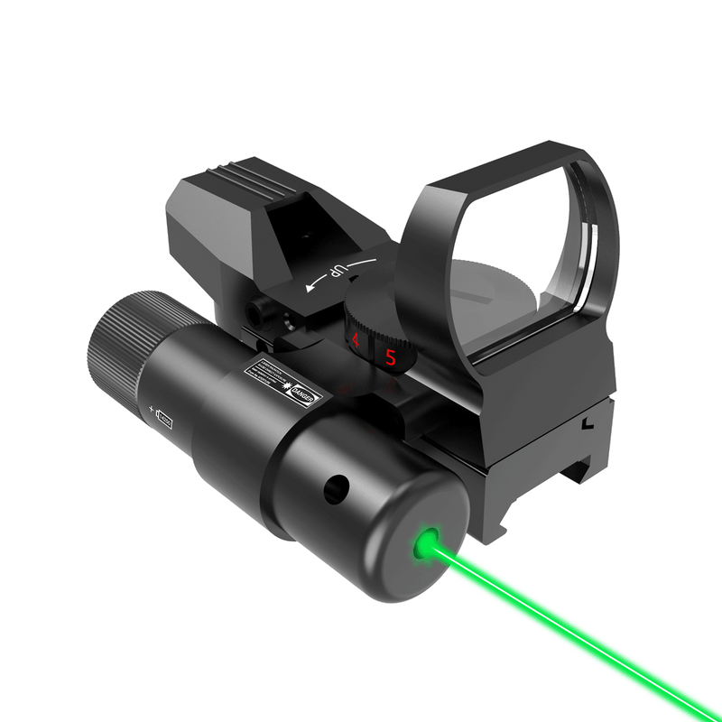 Load image into Gallery viewer, UUQ 1X22X33 Reflex Red Dot Sight - 4 Reticle Red & Green Dot Optics with Integrated Green Laser for 20mm Rail - UUQ Optics