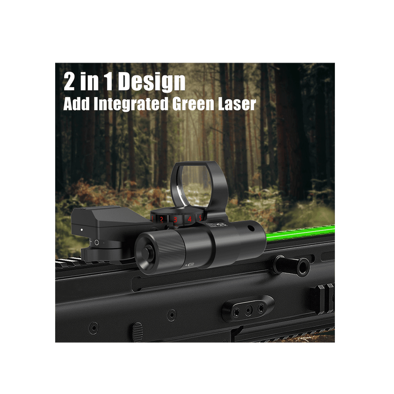 Load image into Gallery viewer, UUQ 1X22X33 Reflex Red Dot Sight - 4 Reticle Red & Green Dot Optics with Integrated Green Laser for 20mm Rail - UUQ Optics