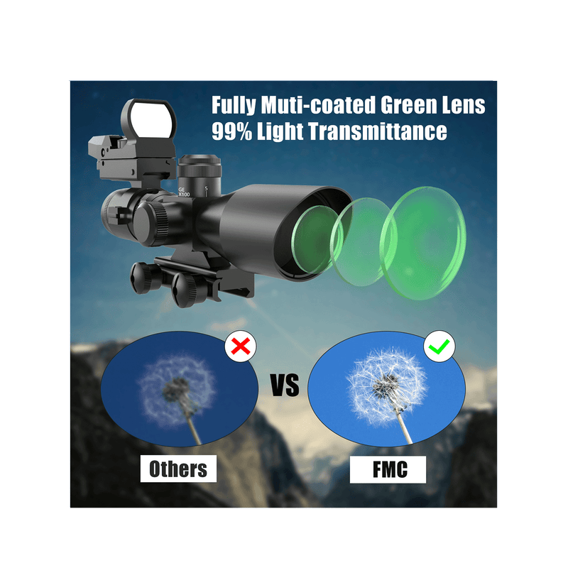 Load image into Gallery viewer, UUQ 2.5-10x40 Combo Rifle Scope, Dual Illuminated Mil-dot Reticle, W/Mini Reflex 3 MOA Red Dot Sight and Laser Sight - UUQ Optics