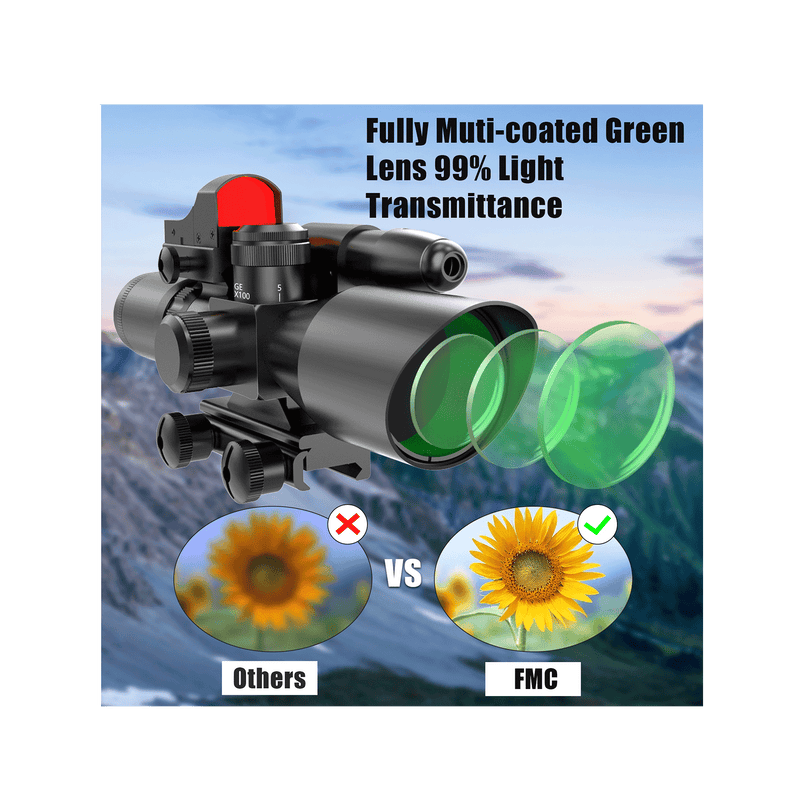 Load image into Gallery viewer, UUQ 2.5-10x40 Combo Rifle Scope, Dual Illuminated Mil-dot Reticle, W/Mini Reflex 3 MOA Red Dot Sight and Laser Sight - UUQ Optics