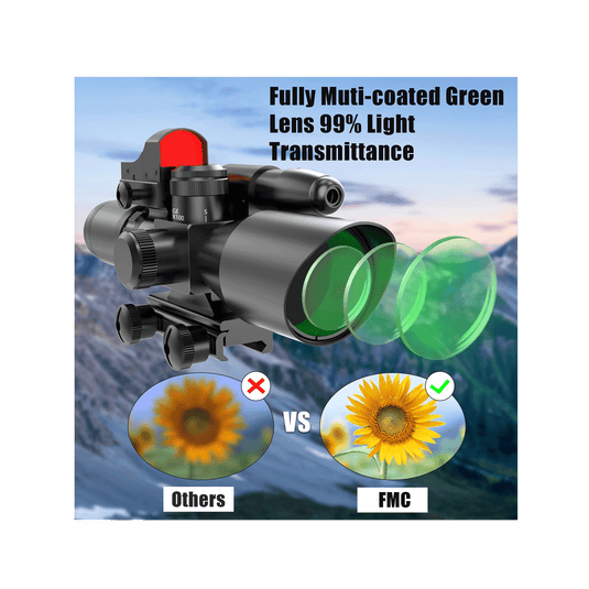 UUQ 2.5-10x40 Combo Rifle Scope, Dual Illuminated Mil-dot Reticle, W/Mini Reflex 3 MOA Red Dot Sight and Laser Sight - UUQ Optics