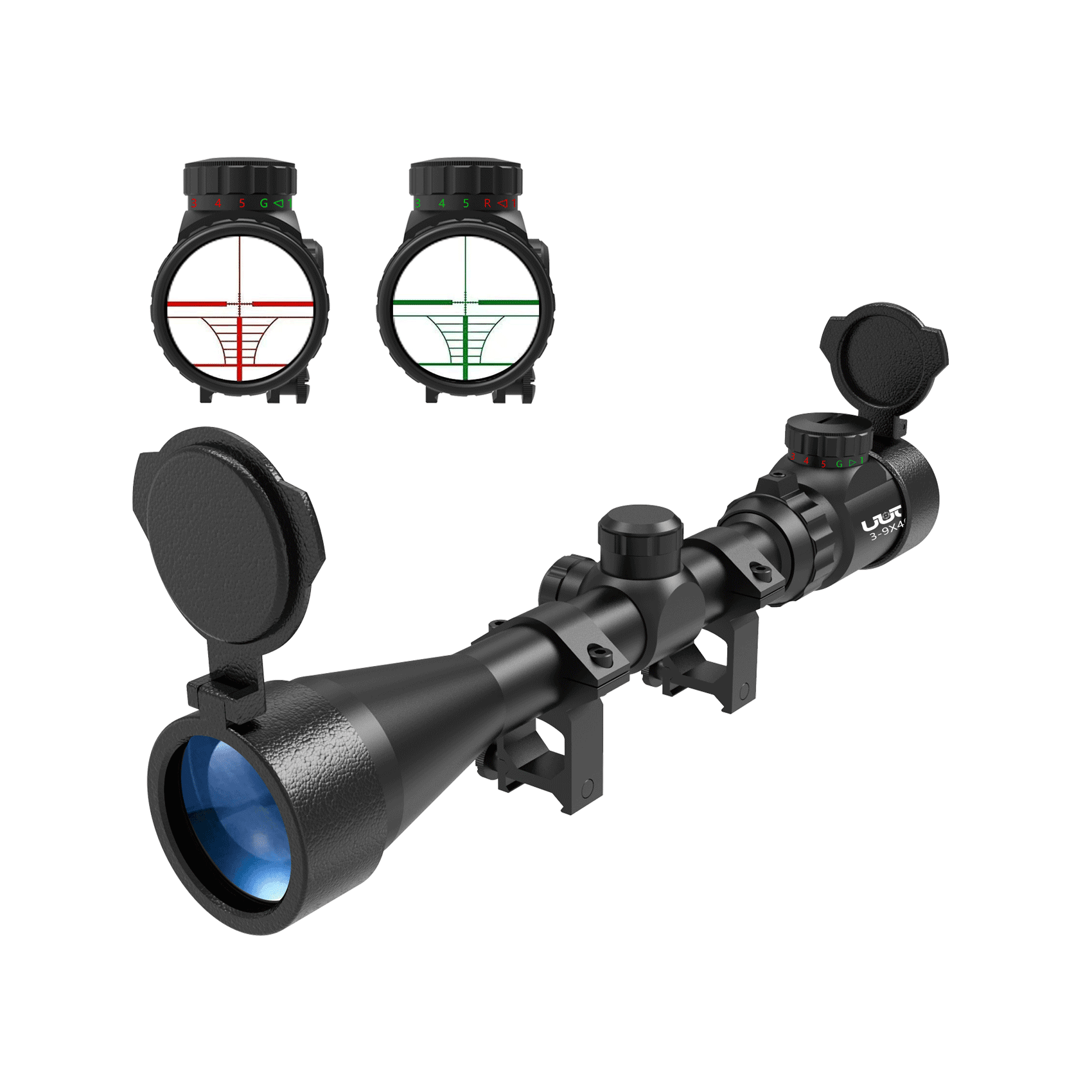 UUQ 3-9×40 Rifle Scope with Red, Green Illuminated Reticle