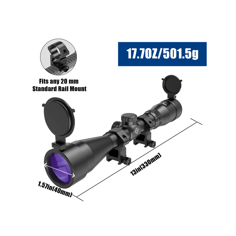 Load image into Gallery viewer, UUQ 3-9×40 Rifle Scope Purple Coating,fit ant 20mm standard rail mount