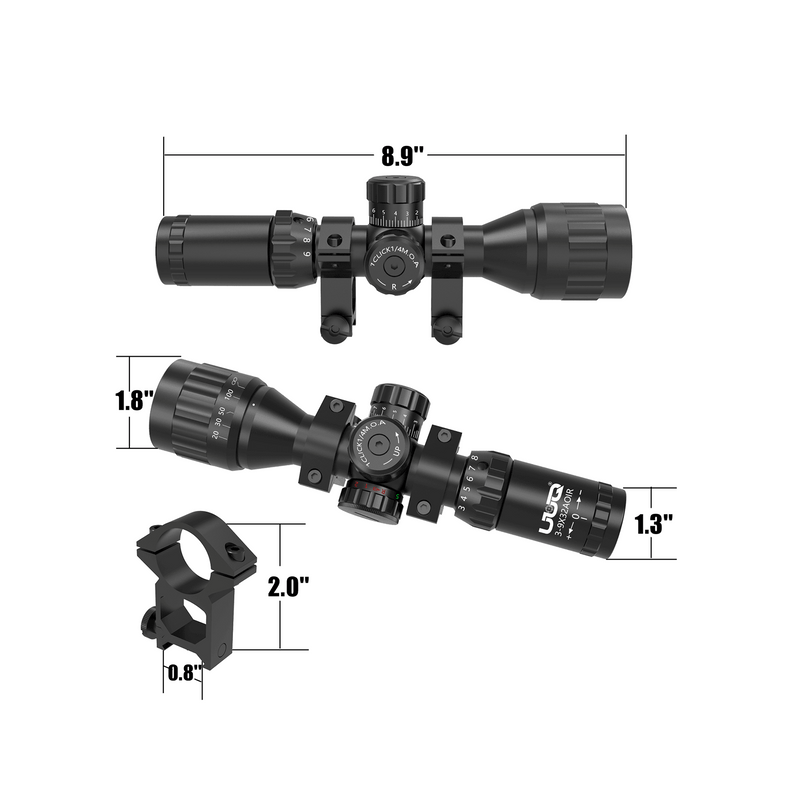 Load image into Gallery viewer, Size display of the UUQ 3-9x32AO compact tactical rifle scope.