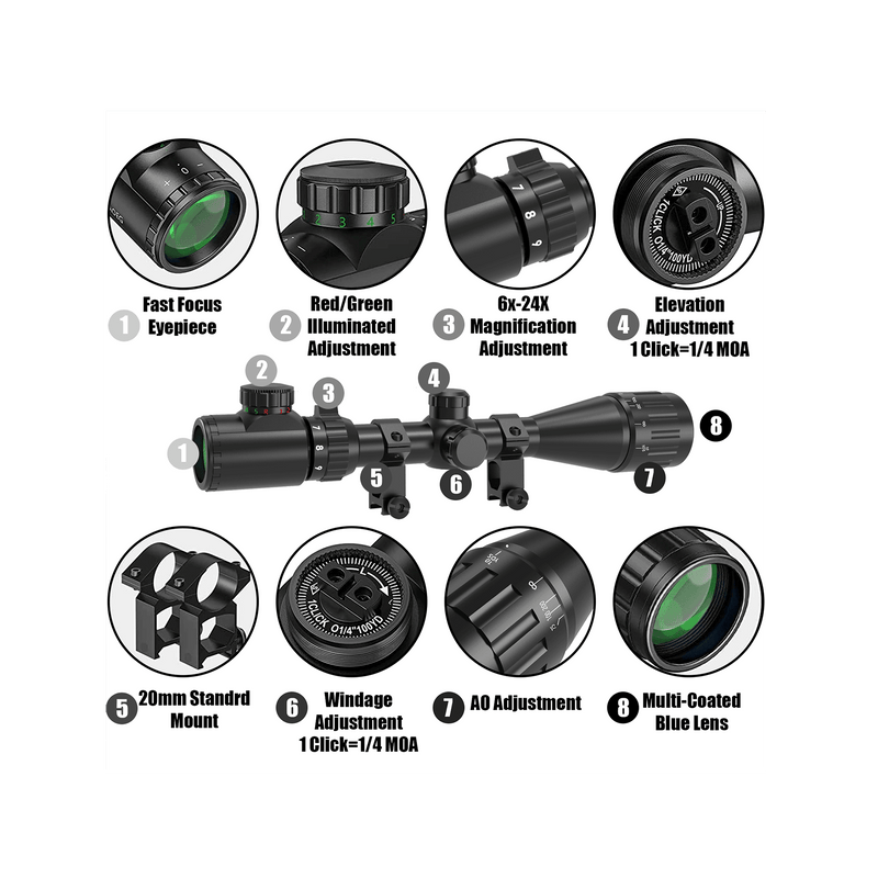 Load image into Gallery viewer, The UUQ 3-9X40 AO rifle scope product details.