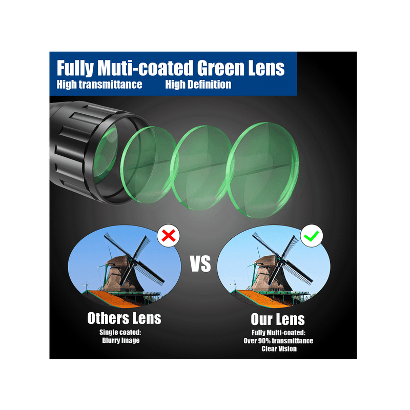Load image into Gallery viewer, The UUQ 3-9X40 AO rifle scope features fully green-coated lenses, providing a clearer view.