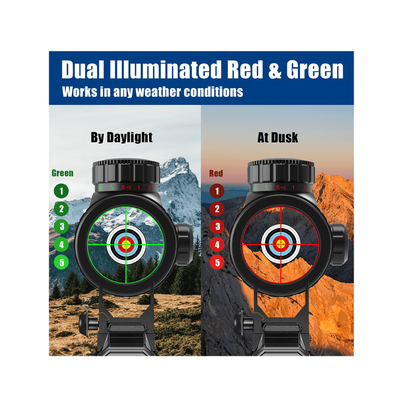 Load image into Gallery viewer, The UUQ 3-9X40 AO rifle scope features red and green illumination, making it suitable for any harsh environment.