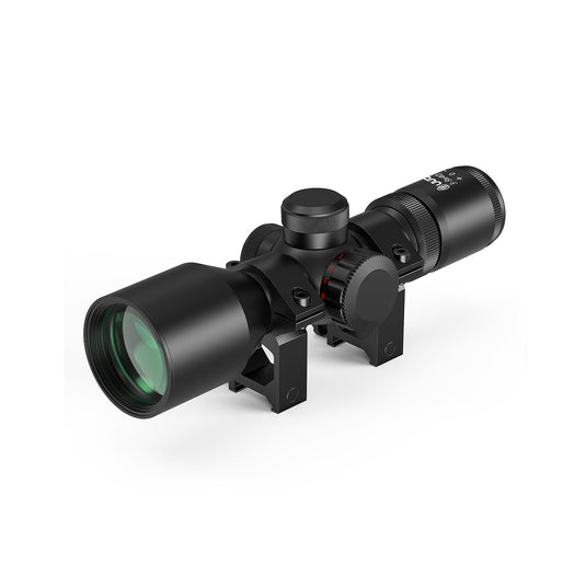 UUQ 3-9x40 compact rifle scope, featuring multi-coated lenses and adjustable turrets, ideal for precision shooting.
