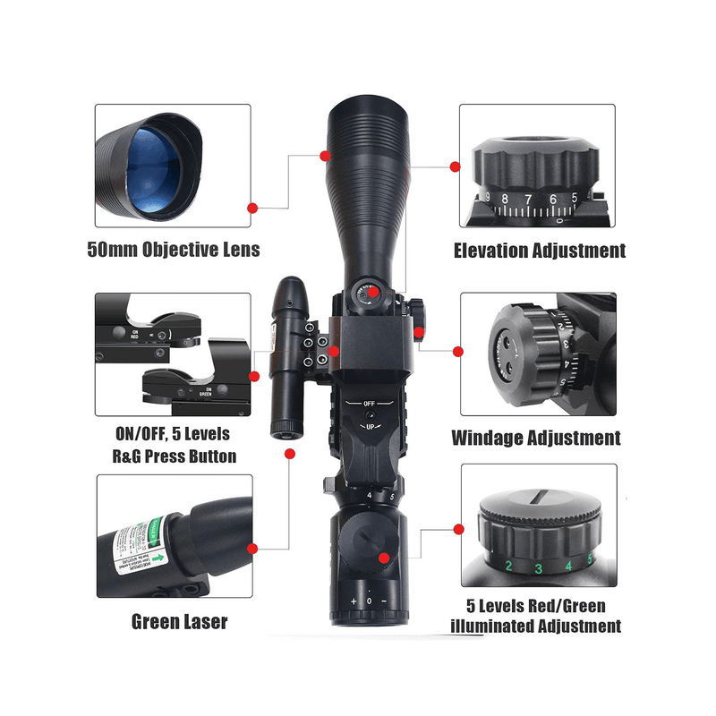 Load image into Gallery viewer, UUQ 4-12X50 Rifle Scope with Red/Green Illumination and Laser Sight - UUQ Optics