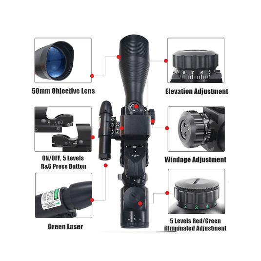 UUQ 4-12X50 Rifle Scope with Red/Green Illumination and Laser Sight - UUQ Optics