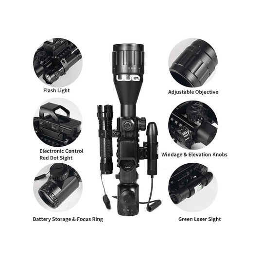 UUQ 4-12x50 AO Rifle Scope Red/Green Illuminated Range Finder Reticle W/Green Laser - UUQ Optics