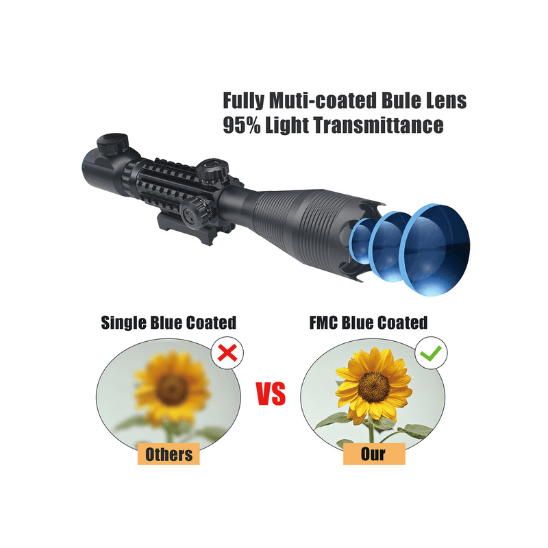 Load image into Gallery viewer, UUQ 4-16x50 Tactical Rifle Scope Red/Green Illuminated Range Finder Reticle W/Green Laser Sight and Holographic Reflex Dot Sight - UUQ Optics