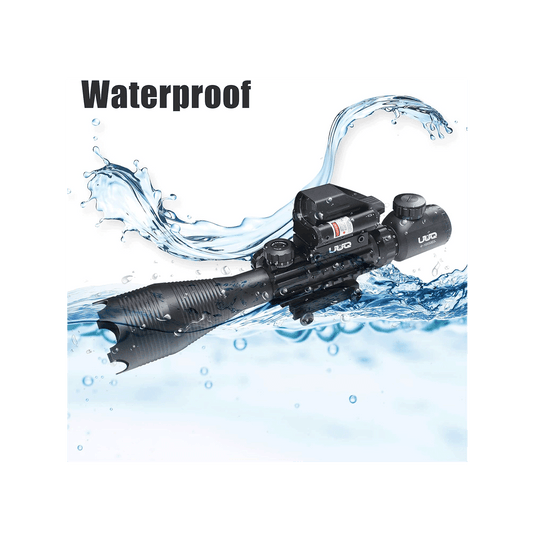 UUQ 4-16x50 Tactical Rifle Scope Red/Green Illuminated Range Finder Reticle W/Laser Sight and Holographic Reflex Dot Sight - UUQ Optics