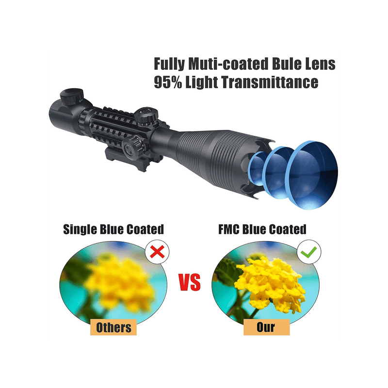 Load image into Gallery viewer, UUQ 4-16x50 Tactical Rifle Scope Red/Green Illuminated Range Finder Reticle W/Laser Sight and Holographic Reflex Dot Sight - UUQ Optics