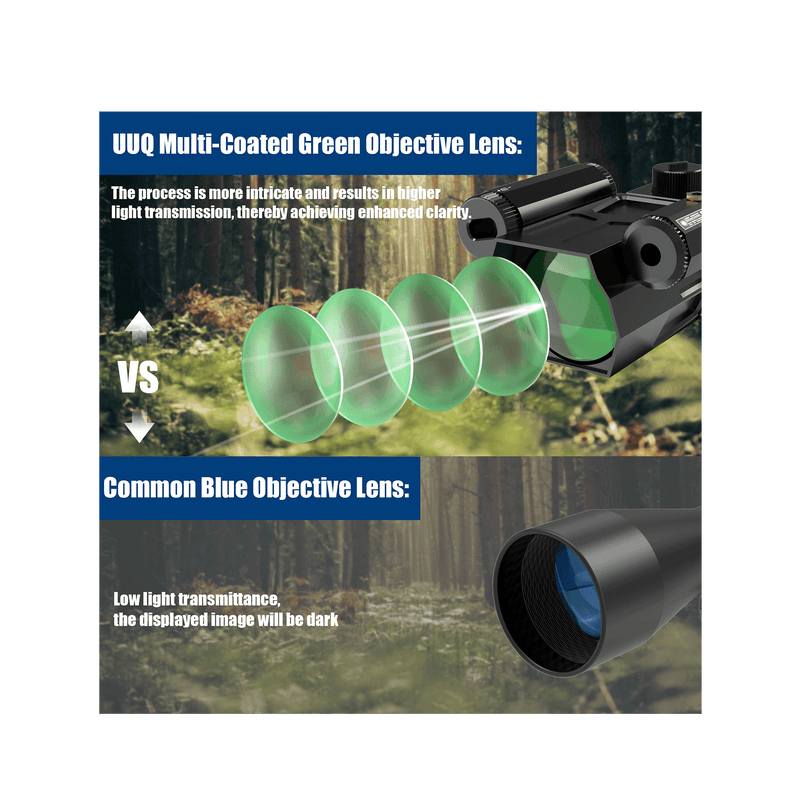 Load image into Gallery viewer, Multi-coated green objective lens.