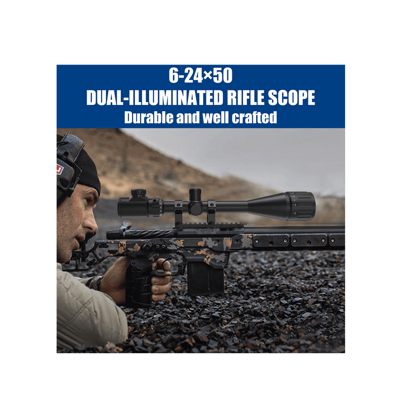 Load image into Gallery viewer, 6-24x50 dual-illuminated rifle scope,durable and well crafted.