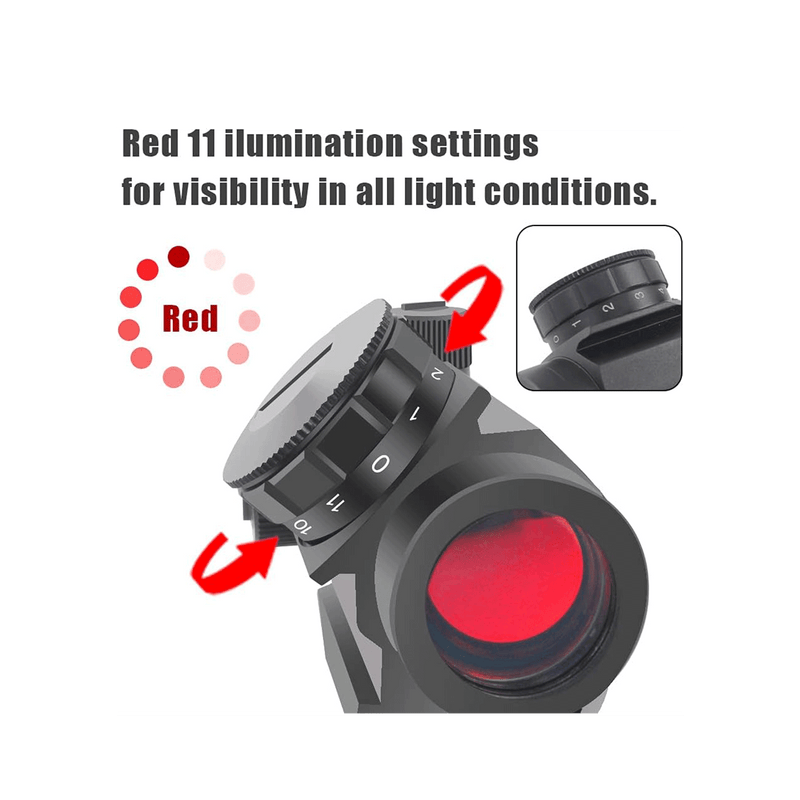 Load image into Gallery viewer, UUQ Airsoft Red Dot Sight for Rifle - 1X22mm 3 MOA 11 Brightness Micro Reflex Scope with 1" Riser Mount for Cowitness with Iron Sights. This Optic Suitable for Rifles and Shotguns. - UUQ Optics