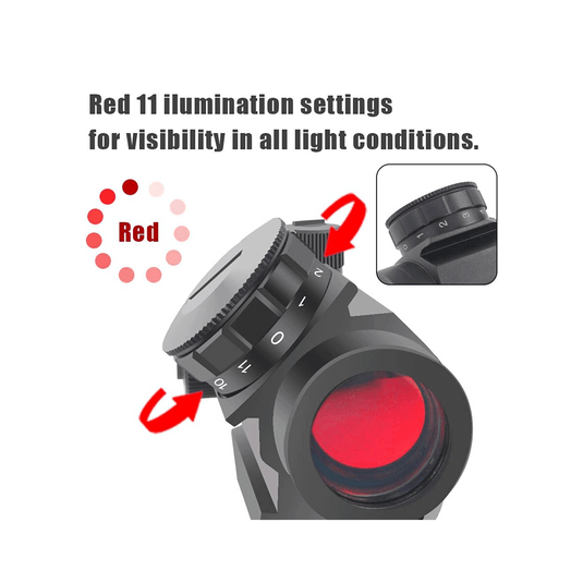 UUQ Airsoft Red Dot Sight for Rifle - 1X22mm 3 MOA 11 Brightness Micro Reflex Scope with 1" Riser Mount for Cowitness with Iron Sights. This Optic Suitable for Rifles and Shotguns. - UUQ Optics