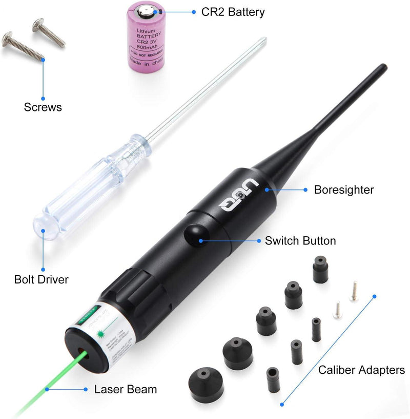 Load image into Gallery viewer, UUQ Bore Sight kit Red Laser Sight BoreSighter with Button Switch for 0.177 to 0.50 Caliber Rifles Handgun - UUQ Optics