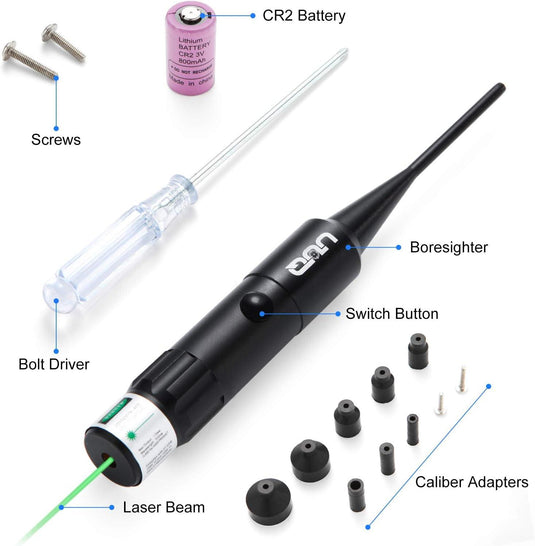 UUQ Bore Sight kit Red Laser Sight BoreSighter with Button Switch for 0.177 to 0.50 Caliber Rifles Handgun - UUQ Optics