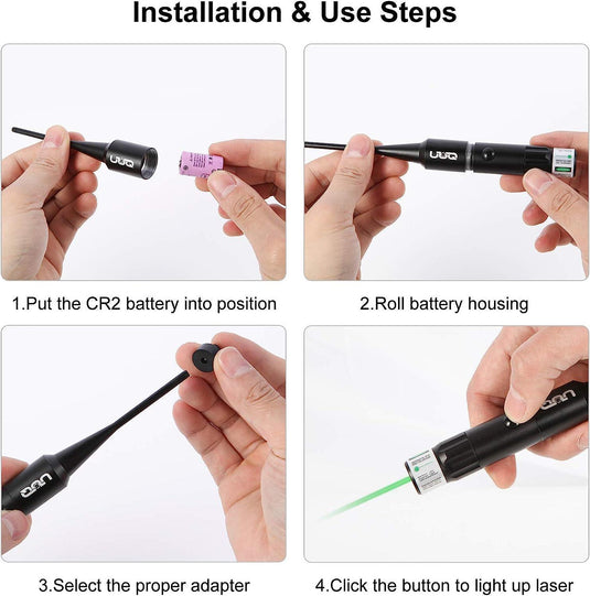 UUQ Bore Sight kit Red Laser Sight BoreSighter with Button Switch for 0.177 to 0.50 Caliber Rifles Handgun - UUQ Optics