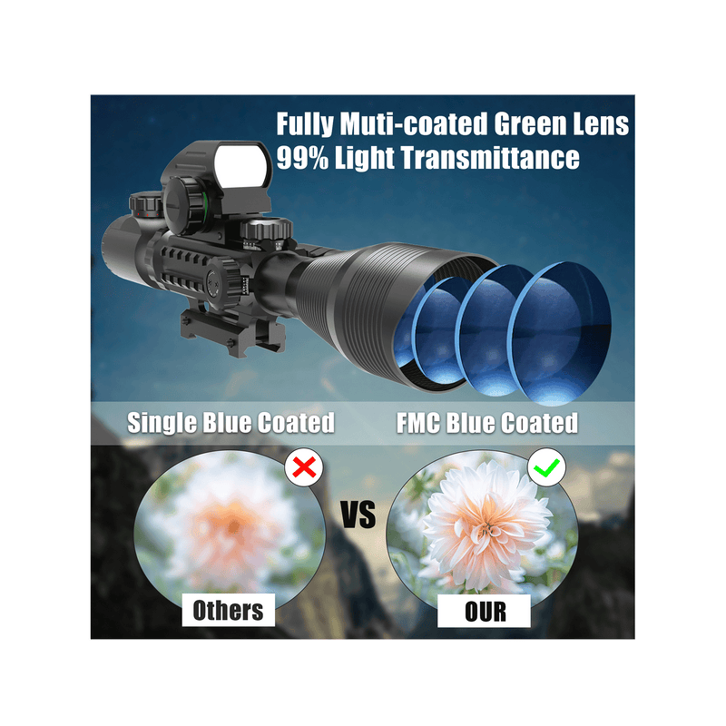 Load image into Gallery viewer, UUQ C4-12X50 Rifle Scope Dual Illuminated Reticle W/Laser Sight and Holographic Red Dot Reflex Sight - UUQ Optics