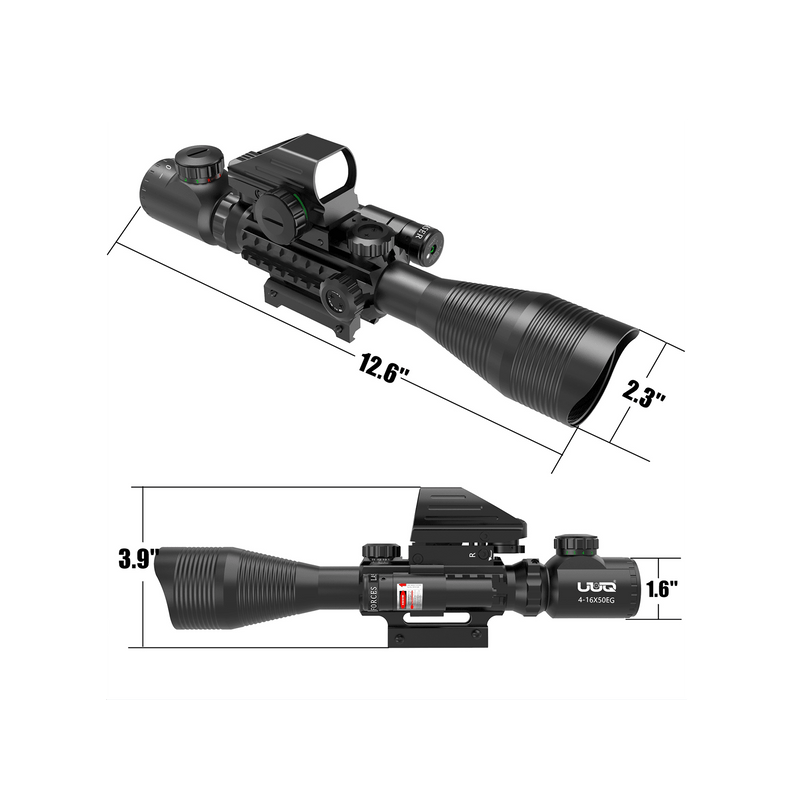 Load image into Gallery viewer, UUQ C4-12X50 Rifle Scope Dual Illuminated Reticle W/Laser Sight and Holographic Red Dot Reflex Sight - UUQ Optics