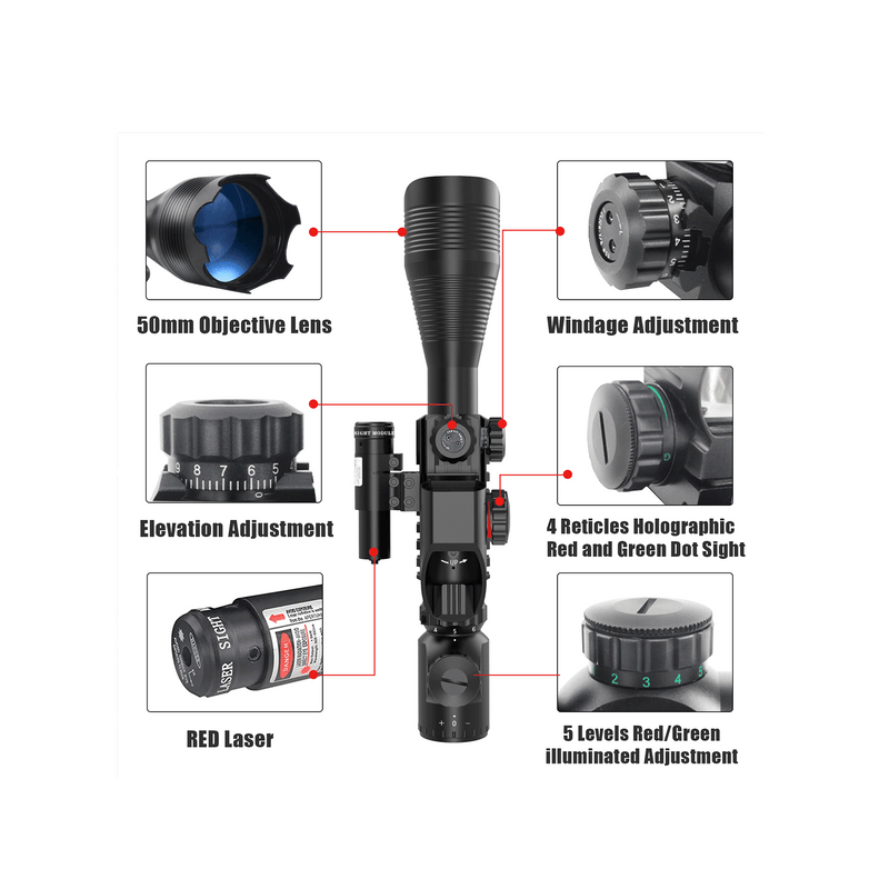 Load image into Gallery viewer, UUQ C4-12X50 Rifle Scope Dual Illuminated Reticle W/Laser Sight and Holographic Red Dot Reflex Sight - UUQ Optics