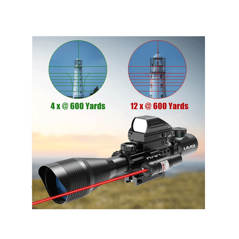 Load image into Gallery viewer, UUQ C4-12X50 Rifle Scope Dual Illuminated Reticle W/Laser Sight and Holographic Red Dot Reflex Sight - UUQ Optics