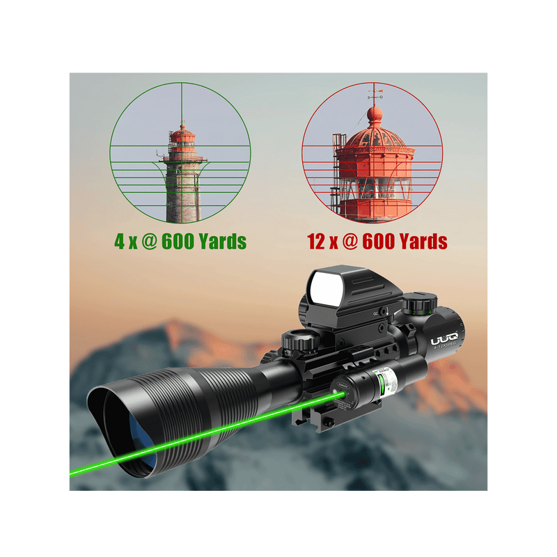 Load image into Gallery viewer, UUQ C4-12X50 Rifle Scope Dual Illuminated Reticle W/Laser Sight and Holographic Red Dot Reflex Sight - UUQ Optics