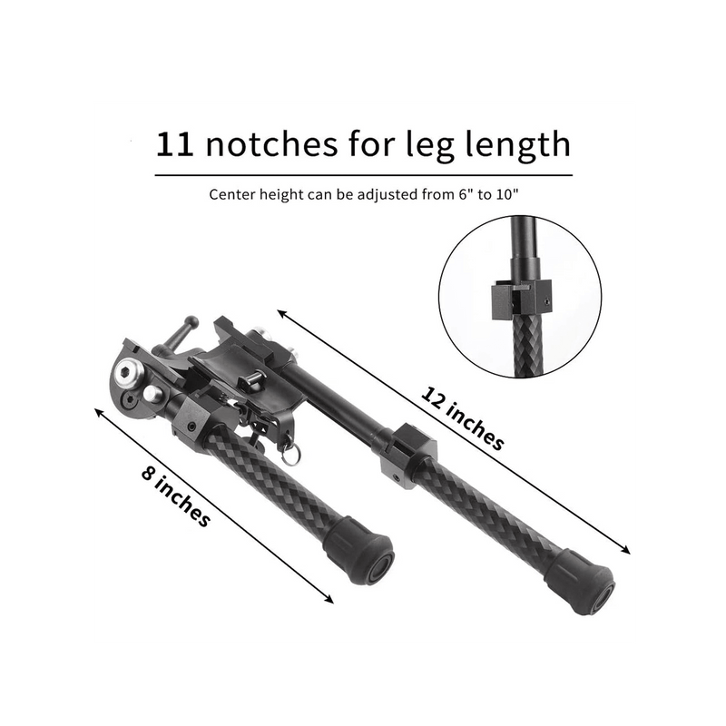 Load image into Gallery viewer, UUQ Heavy Duty Bipod – 8” to 12” Inch Tactical Rifle Adjustable Bipod,with Sling Stub Adapter Base, Additional Picatinny Rail Adapter - UUQ Optics