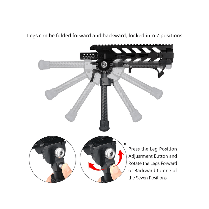 Load image into Gallery viewer, UUQ Heavy Duty Bipod – 8” to 12” Inch Tactical Rifle Adjustable Bipod,with Sling Stub Adapter Base, Additional Picatinny Rail Adapter - UUQ Optics