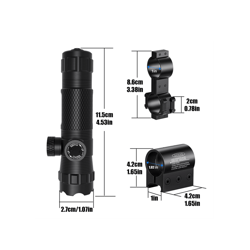 Load image into Gallery viewer, UUQ Hunting Gun Lasers - Military Grade Green Laser Sight for Rifle with 20mm Picatinny Mount & 1'' Ring Mount Adapter, Remote Pressure Switch,Battery Dot for Accurate and Reliable Performan - UUQ Optics