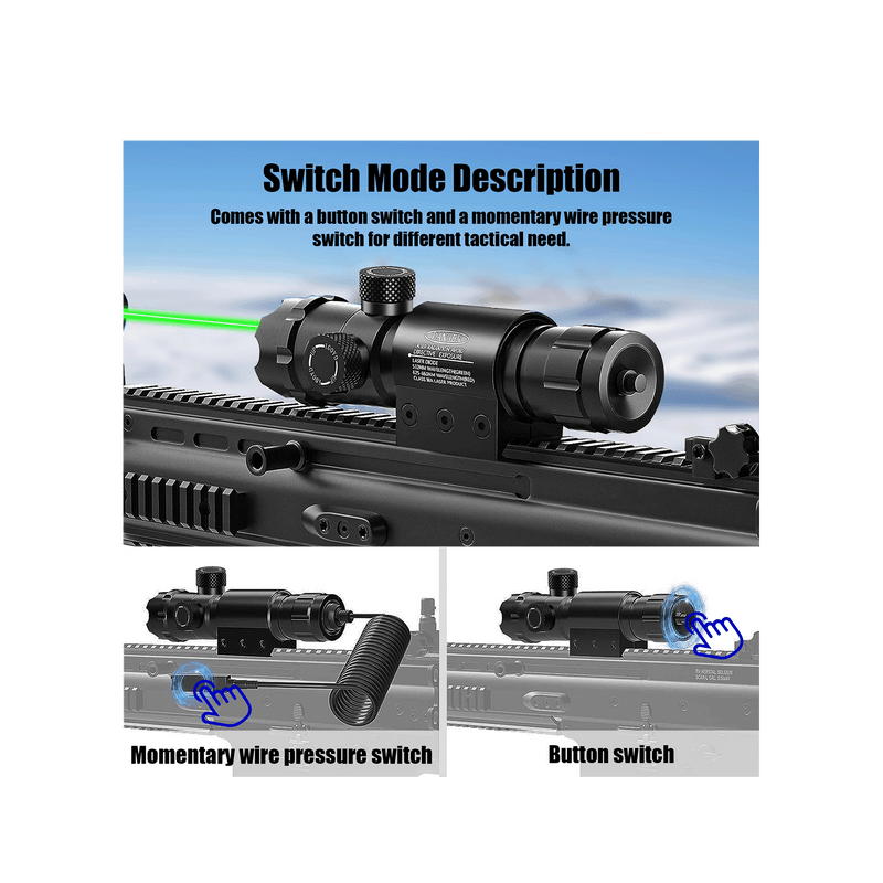 Load image into Gallery viewer, UUQ Hunting Gun Lasers - Military Grade Green Laser Sight for Rifle with 20mm Picatinny Mount & 1'' Ring Mount Adapter, Remote Pressure Switch,Battery Dot for Accurate and Reliable Performan - UUQ Optics