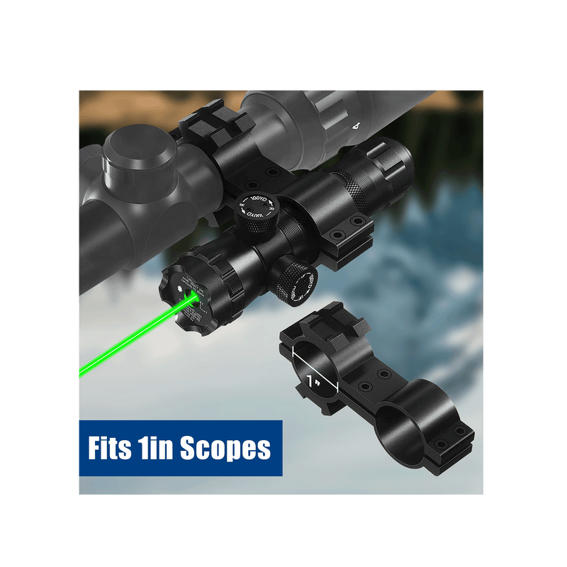 Load image into Gallery viewer, UUQ Hunting Gun Lasers - Military Grade Green Laser Sight for Rifle with 20mm Picatinny Mount & 1'' Ring Mount Adapter, Remote Pressure Switch,Battery Dot for Accurate and Reliable Performan - UUQ Optics