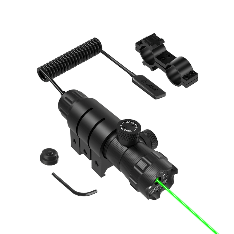Load image into Gallery viewer, UUQ Hunting Gun Lasers - Military Grade Green Laser Sight for Rifle with 20mm Picatinny Mount & 1'' Ring Mount Adapter, Remote Pressure Switch,Battery Dot for Accurate and Reliable Performan - UUQ Optics
